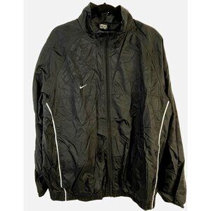 nike team windbreaker jacket black zip up pockets elastic arms waist collar READ